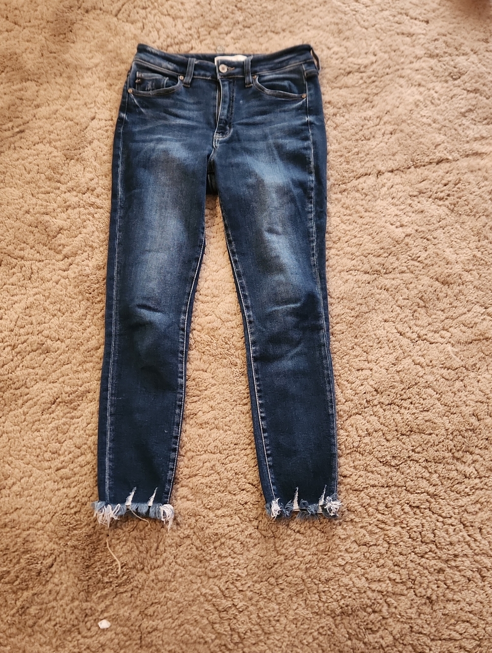 KanCan Dark Blue Raw-Hem Ankle Skinny Jeans